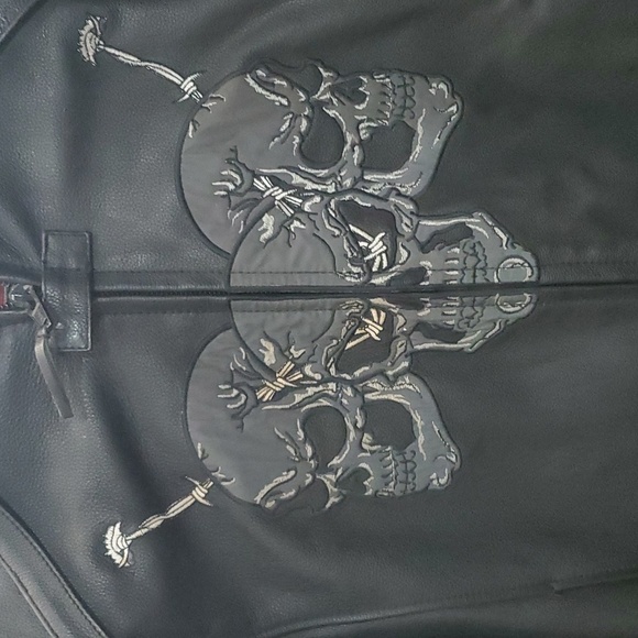 Men's First Racing Skull Barned wire leather Jacket - Picture 2 of 5